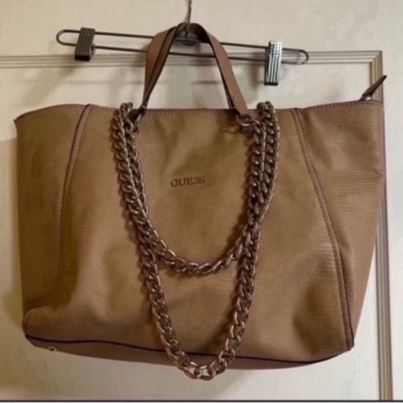 G by Guess Handbags - Guess Tan Purse With Chain
